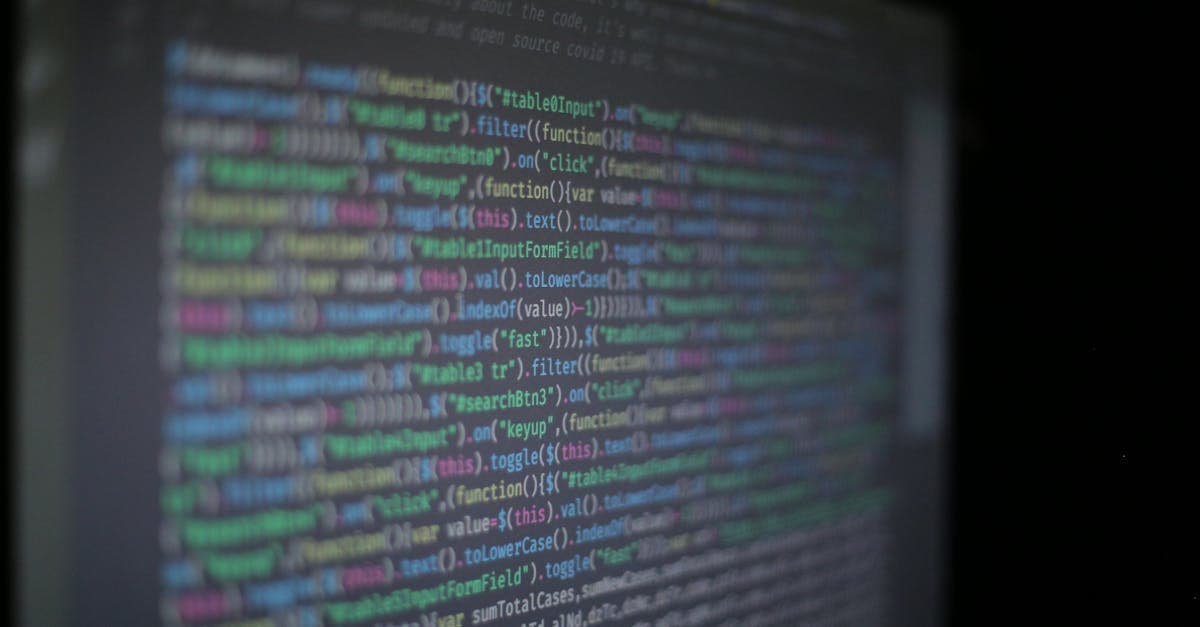 Programming code on a computer screen